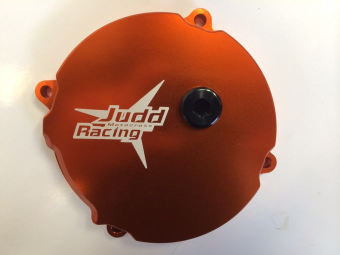 KTM 50 Clutch Cover with Adjuster by Intuitive Racing with Judd Racing logo
