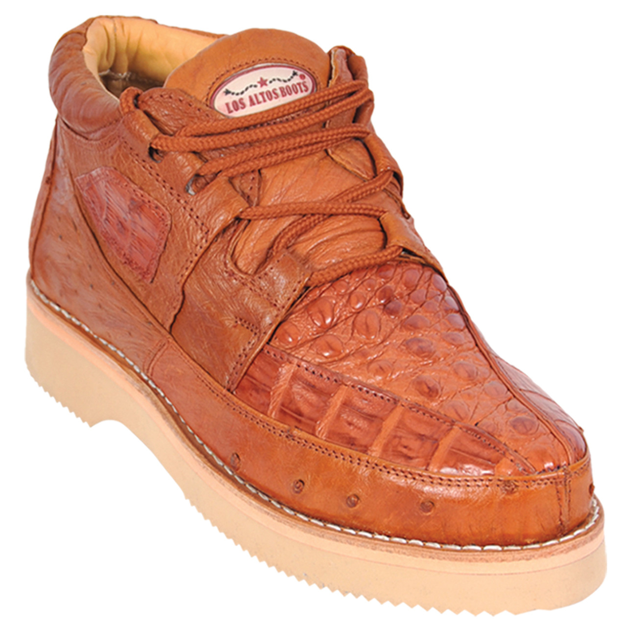 Los Altos Cognac Caiman &amp; Ostrich Skin Casual Sneakers