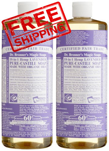 Dr. Bronners Magic Soap Pure Castile Oil Hemp Lavender, 32 oz. (Pack of