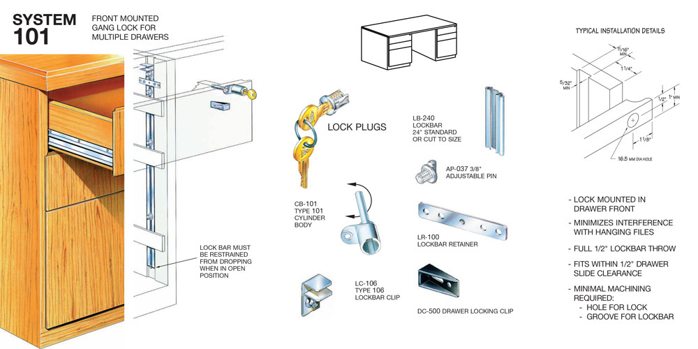 Timberline System 101 | Front-Mounted Cabinet Gang Lock