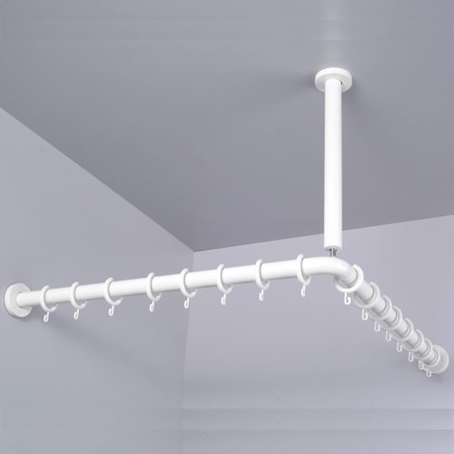 PBA Nylon Corner Shower Curtain Rod With Ceiling Support  Harbor City Supply