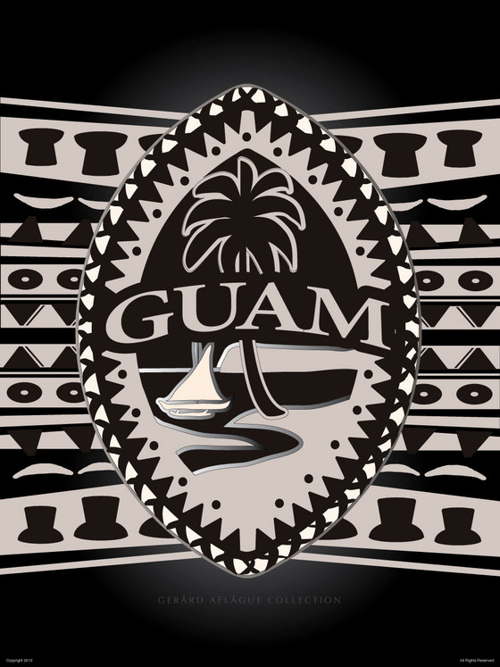  Tribal  Guam Seal Motif  Fine Art Poster Illustration 