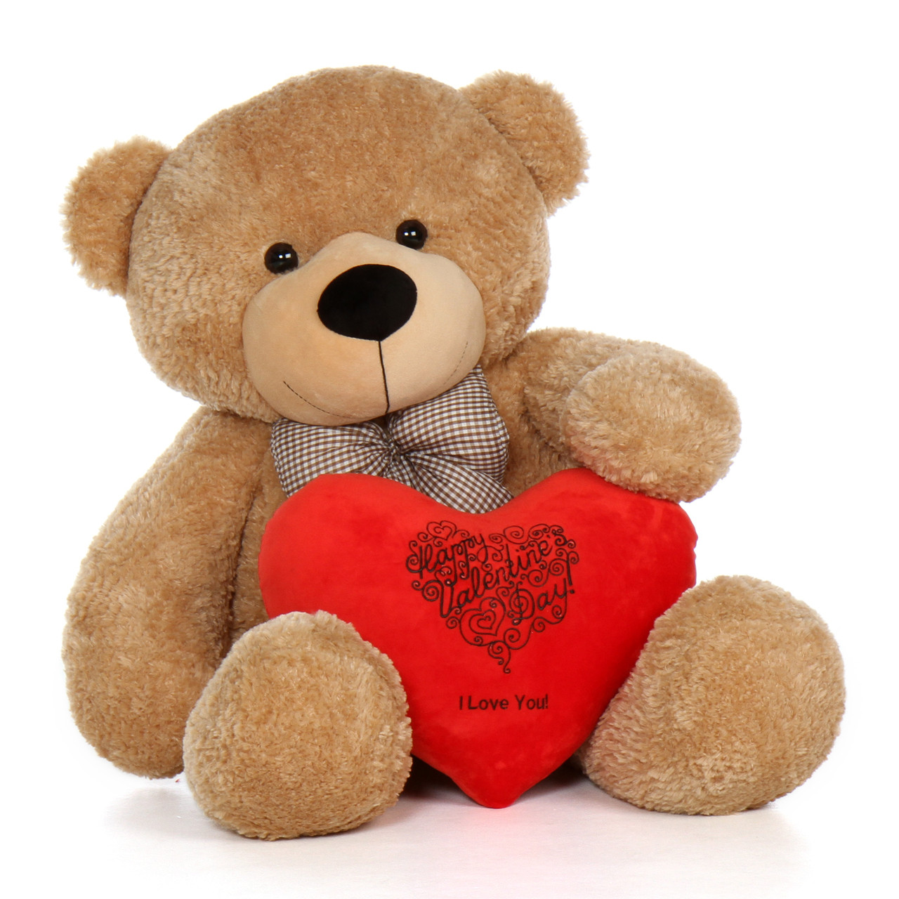 48in Happy Valentines Day I Love You Teddy Bear Amber Shaggy Cuddles