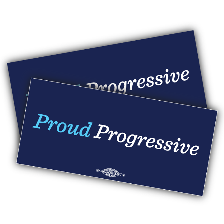 Proud Progressive (6" x 3" Vinyl Sticker -- Pack of Two!)