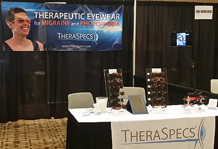 The TheraSpecs booth at the American Academy of Neurology's Breakthroughs in Neurology meeting, Jan. 23-25.