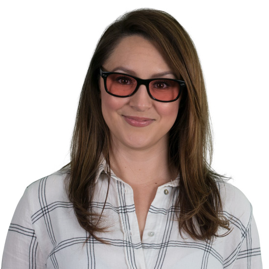 Woman wearing Classic TheraSpecs Indoor