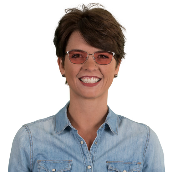 Woman wearing Hudson TheraSpecs Indoor Silver