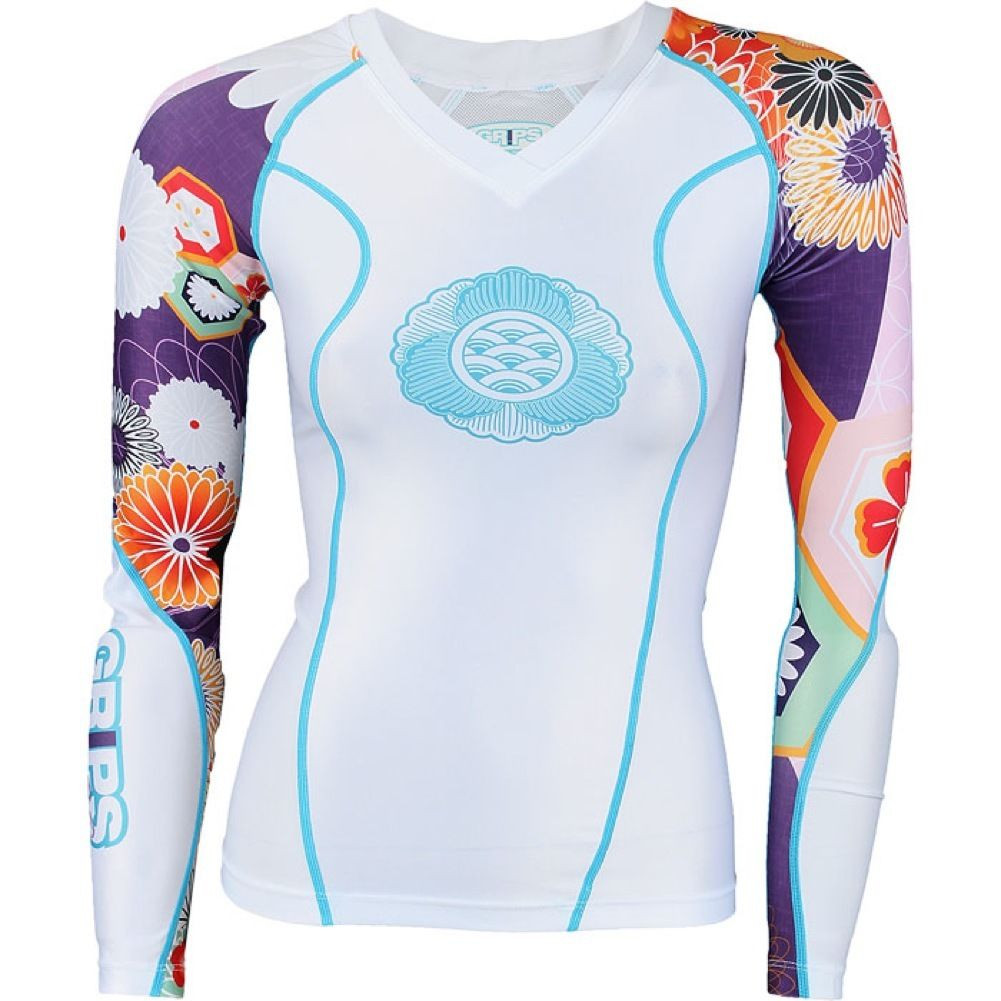 Grips Athletics Flower Power White Rashguard The Jiu Jitsu Shop