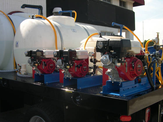 Component Mount Spray Truck with 3 tanks, 3 pumps/motors, 3 reels