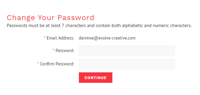 Password update form