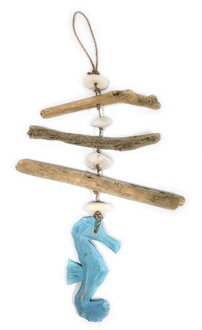 Driftwood Garland w/ Seahorse & White Stone 20" Blue | #lis3101050 Driftwood Garland w/ Seahorse & White Stone 20" Blue | #lis3101050