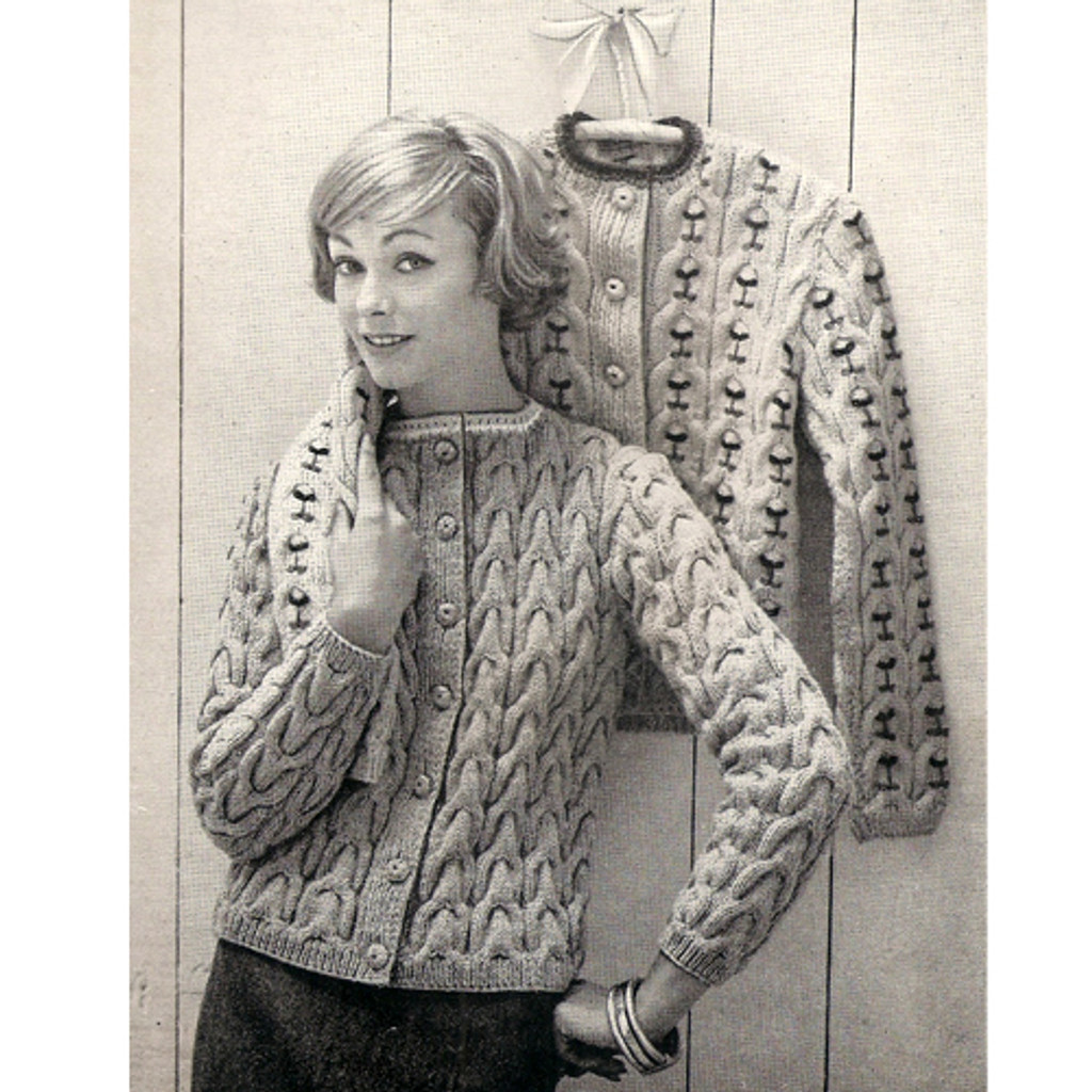 Knitting Pattern Cable Cardigan with Embroidery Detail