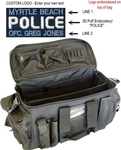 Strong Leather Custom Police Deluxe Gear Bag (3D Puff Embroidery)