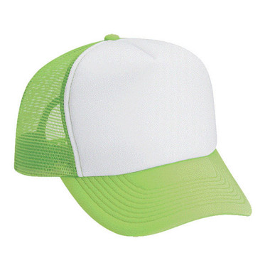White front neon green plain trucker hat - Blank Plain Trucker Hats