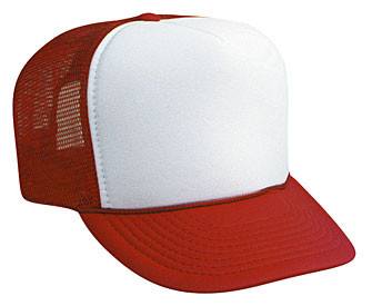 WHITE FRONT RED BACK Trucker hat mesh hat - Blank Plain Trucker Hats