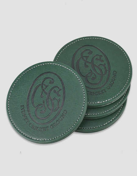 SCG Leather Coaster 4-Pack Green