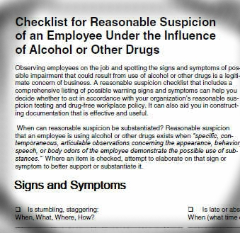 Checklist for reasonable suspicion training and documentation