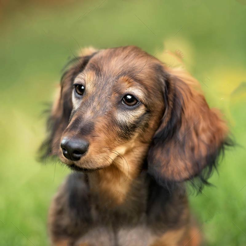 a brown and tan dachshund outside