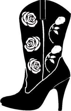 Cowboy Boot With Roses and Flowers Decal