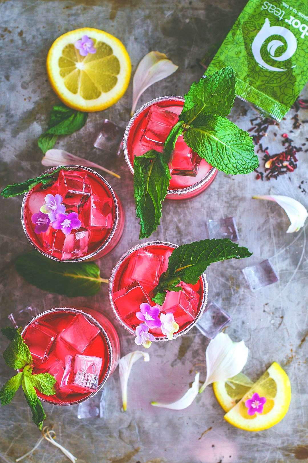 Spiked Hibiscus Iced Tea by Killing Thyme