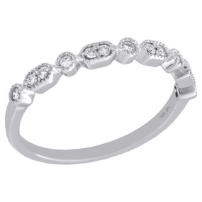 10k White Gold Graduated Diamond Designer Stackable Right Hand Ring 10k White Gold G Set Round Diamond Milgrain Stackable Right Hand Ring 1 8 Ct