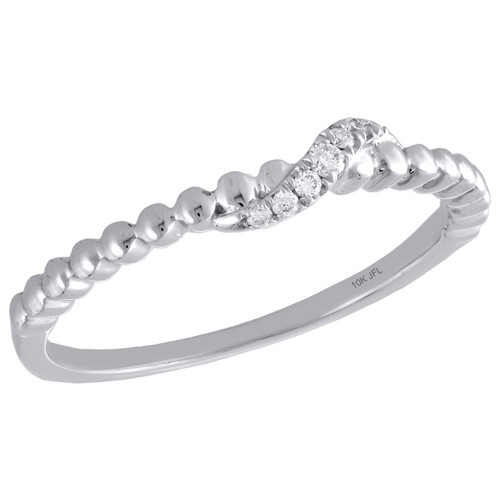 10k White Gold Graduated Diamond Designer Stackable Right Hand Ring Image 1