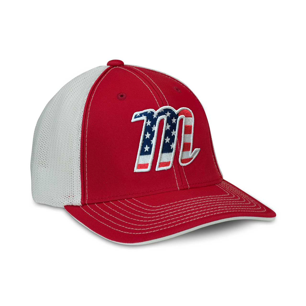 Marucci USA Trucker Snapback Hat Red/White Adjustable