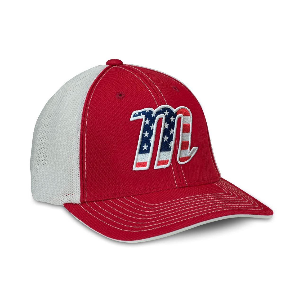 Marucci USA Trucker Snapback Hat Red/White Adjustable | Marucci