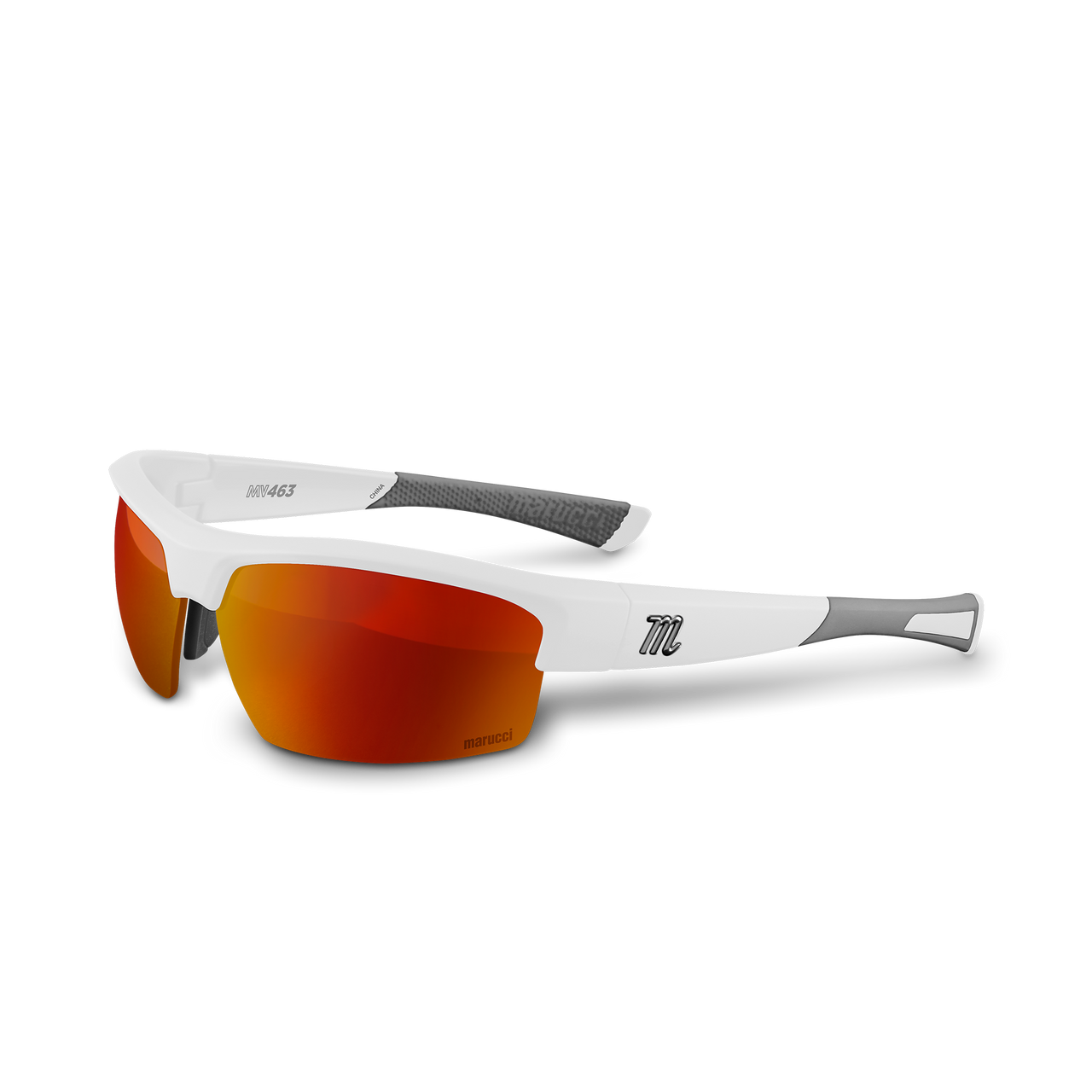 Marucci MV463 Performance Sunglasses - Matte White Matte White - Violet Lens With Red Mirror 