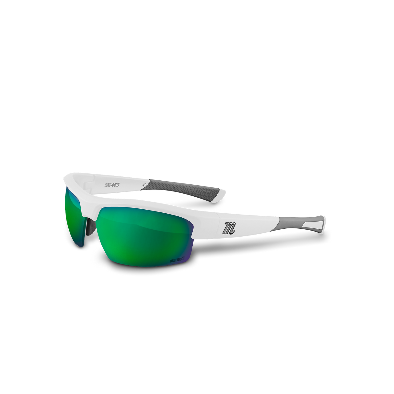 Marucci MV463 Youth Performance Sunglasses - Matte White Matte White - Green Lens With Green Mirror 