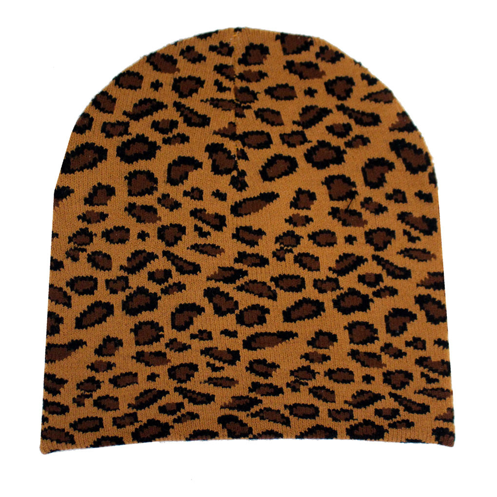 Brown Leopard Beanie Animal Print Knit Hat Purple Leopard Boutique