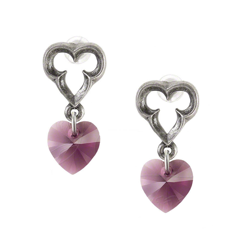 Alchemy Gothic Elizabethan Dangle Heart Stud Earrings Pewter Jewelry ...