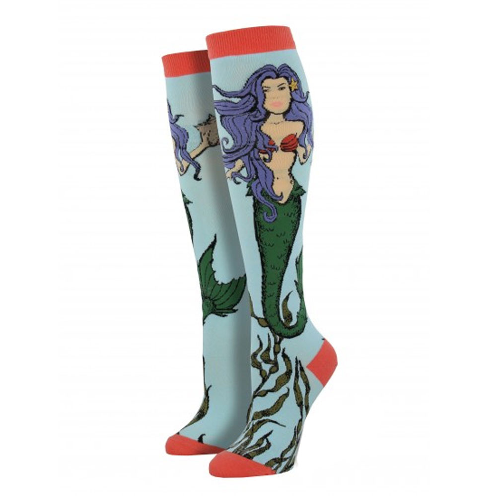 Women's Knee High Socks Mermaid Sea Goddess Blue - Purple Leopard Boutique