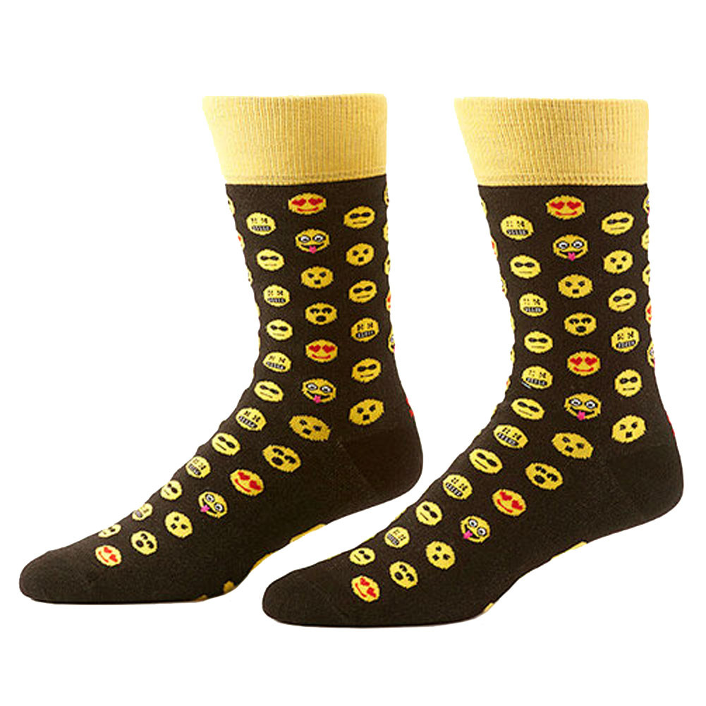 Men's Crew Socks Emoji Life Express Yourself Emoticons Purple Leopard