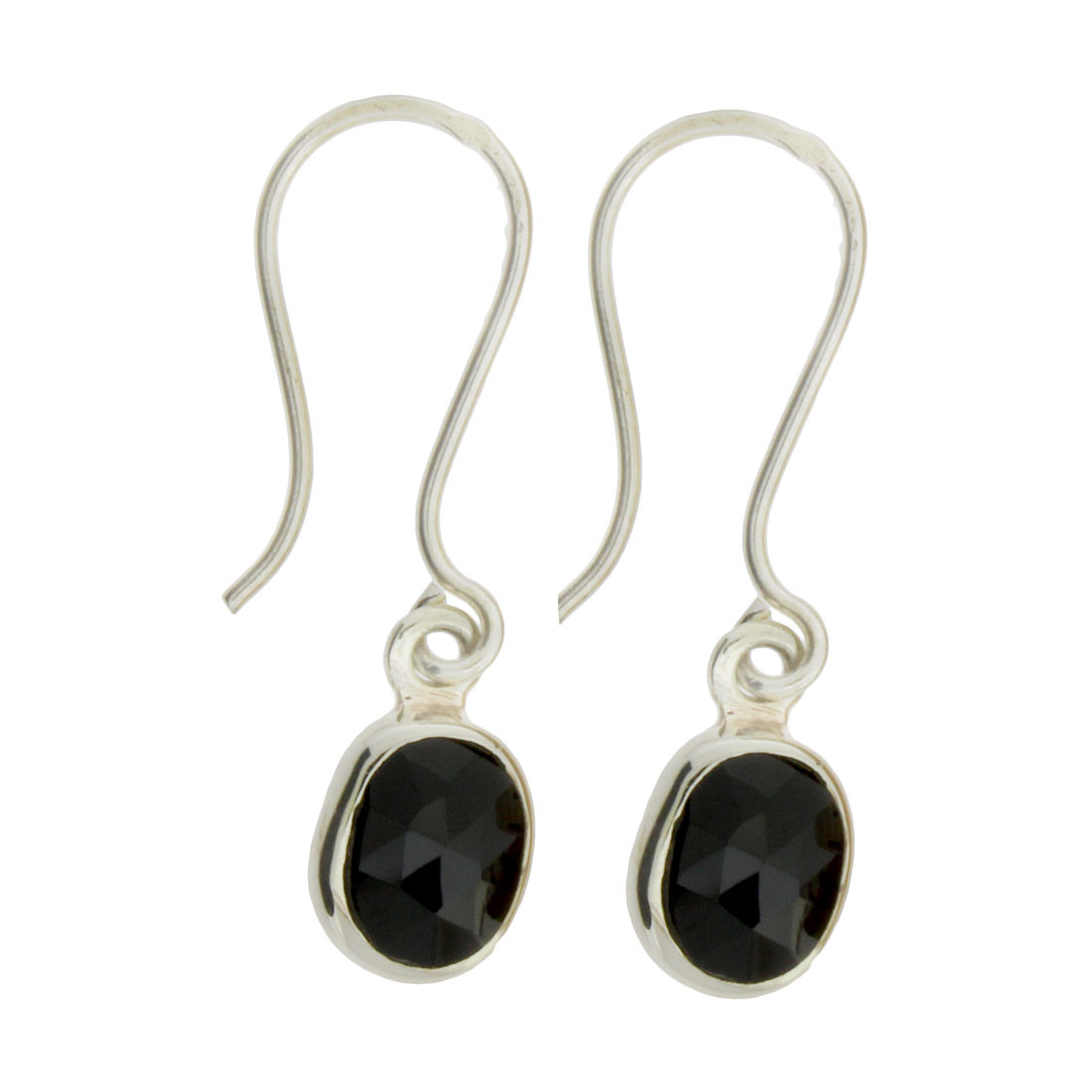 Oval Black Onyx Sterling Silver Dangle Earrings - Purple Leopard Boutique