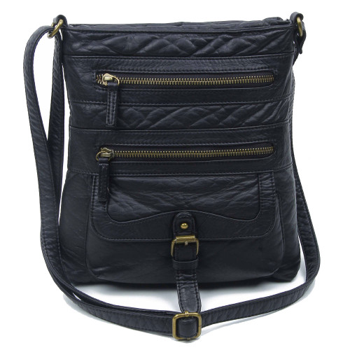 vegan leather tote crossbody purse The Danni Crossbody Purse Black Vegan Leather Shoulder Bag - Purple Leopard Boutique