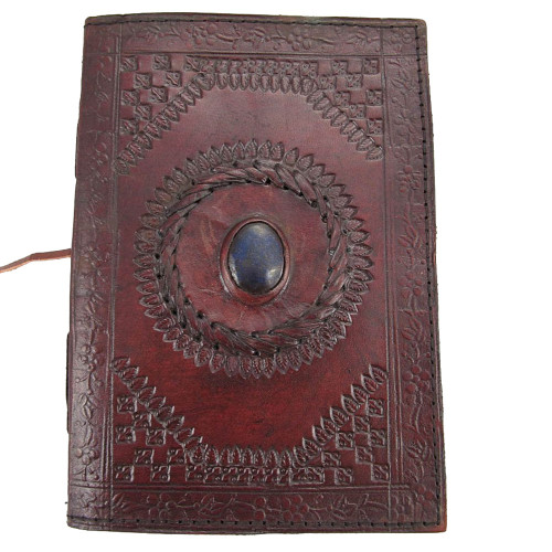 blue stone eye leather journal book diary notebook purple leopard