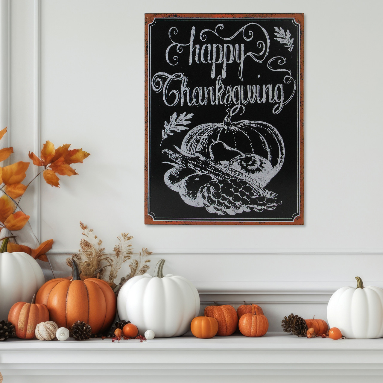 14” Holiday Inspired Framed Happy Thanksgiving Chalkboard ...