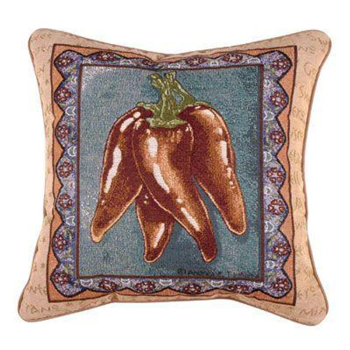 17" Caliente! Red Hot Pepper Decorative Tapestry Accent Throw Pillow - 32270252