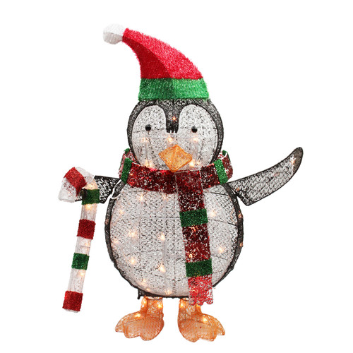 34 Lighted Penguin with Candy Cane Christmas  Yard Art 