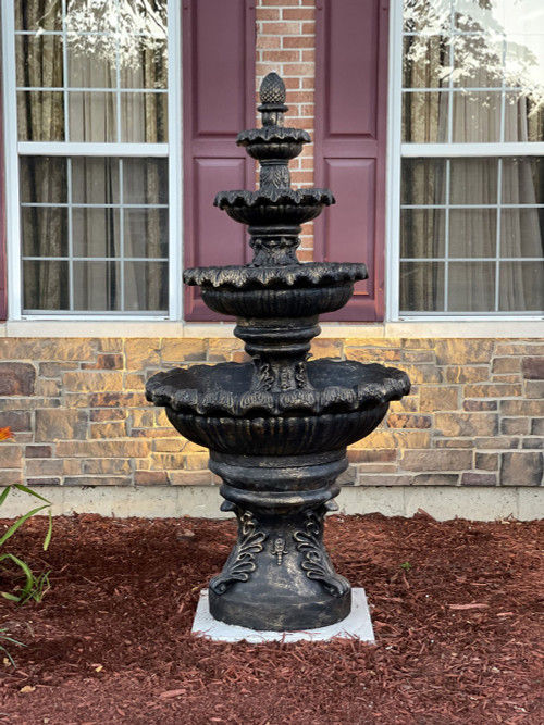 7' Concrete French Quarter 4-Tier Outdoor Garden Water Fountain ...