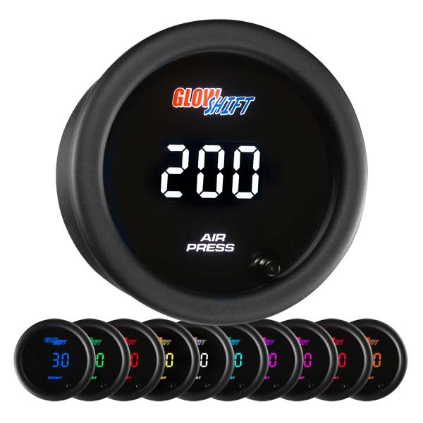 Glowshift 10 Color Digital 200 PSI Air Pressure Gauge