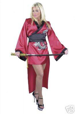 red geisha kimono japenese warrior ninja sexy womens halloween costume medium