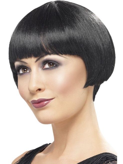 1920s bob wig black short hair bangs adult womens halloween costume accessory