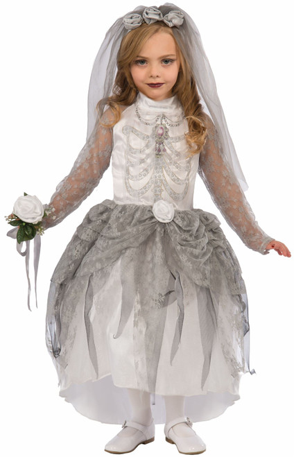 skeleton bride ghost day of the dead kids girls halloween costume