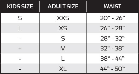 athletic cup size chart