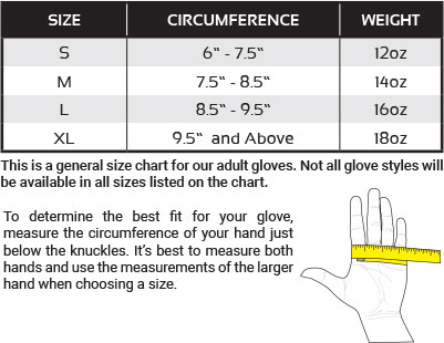 Womens Boxing Gloves Size Chart