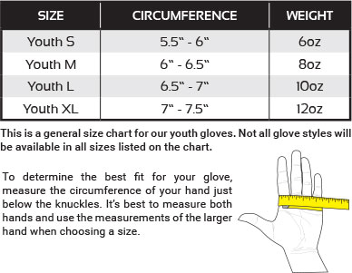 Muay Thai Gloves Size Chart