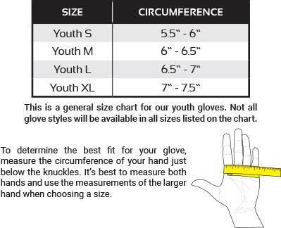 Youth Glove Size Chart