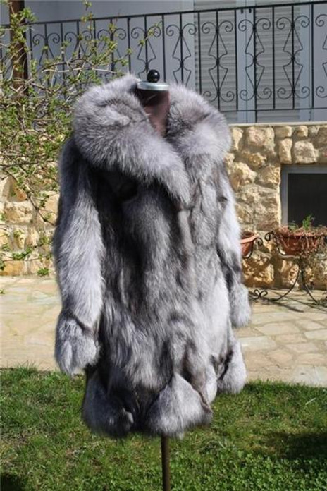 Blue Frost Fox Fur Coat Xs to XXXL Blue Frost Fox Fur Coat Xs to XXXL